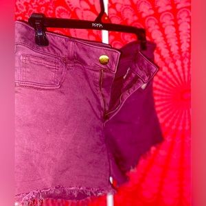 Maroon denim shorts